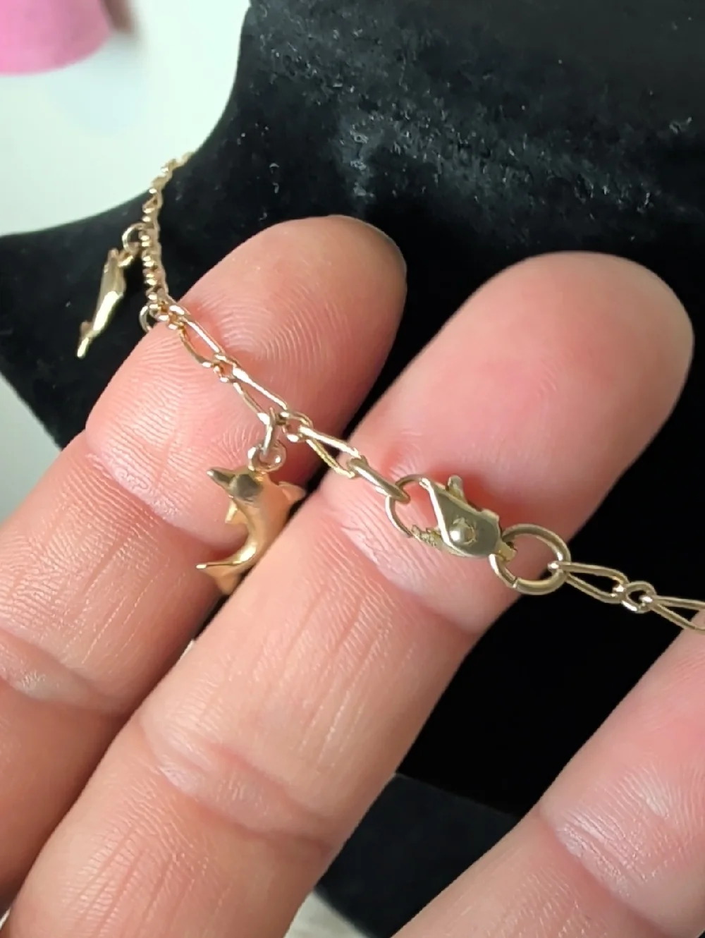 Vintage Dolphin & Star Charm Necklace Gold Tone Coastal Y2K Bracelet / Anklet